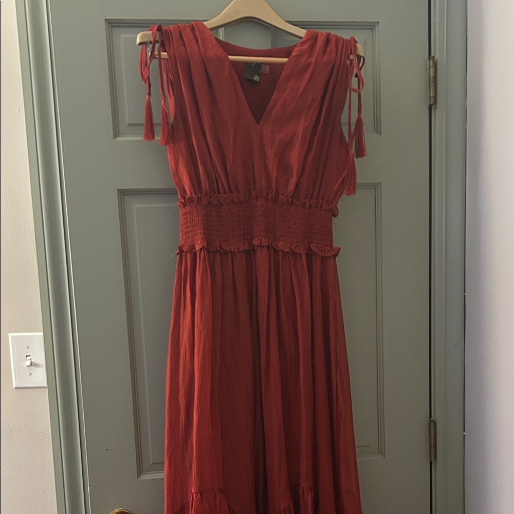 Elegant Rust Sleeveless Dress